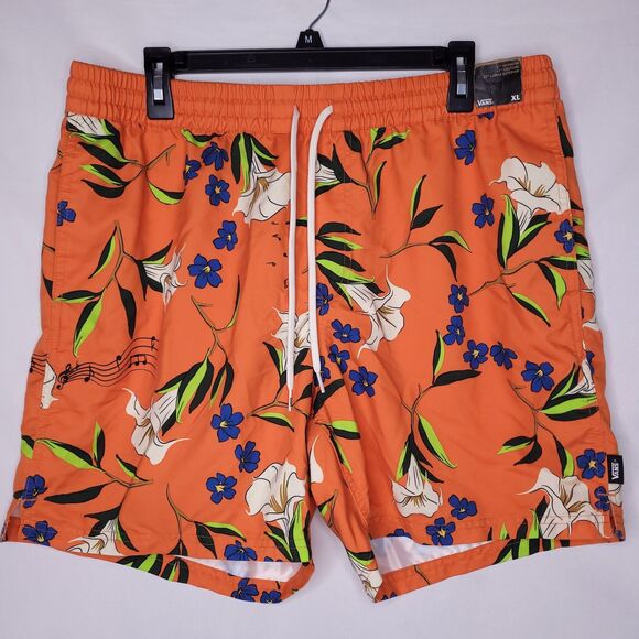 Vans Other - Vans Boardshorts Mens XL Orange Floral Primary Print Elastic NWT